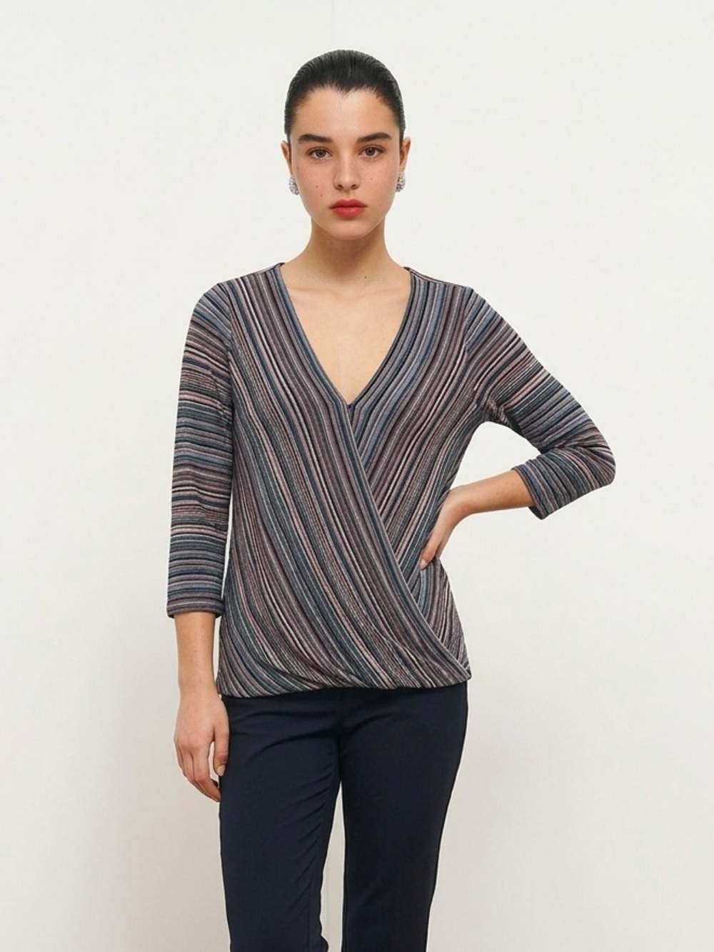 Jessica Simpson Soft Striped Nursing Top in Pastel Hues | Maternity | Medium